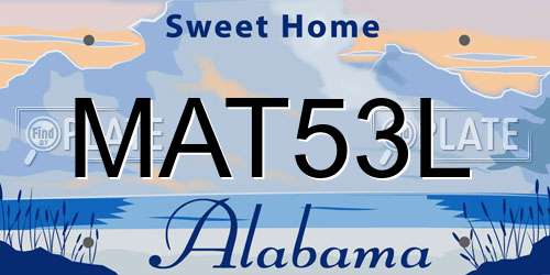 MAT53L Alabama License Plate