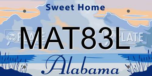 MAT83L Alabama License Plate