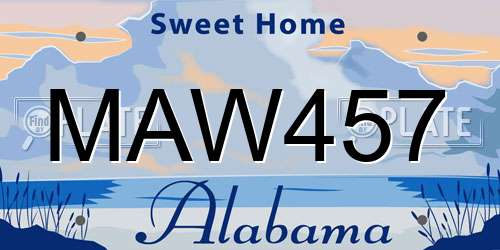 MAW457 Alabama License Plate