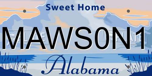 MAWS0N1 Alabama License Plate