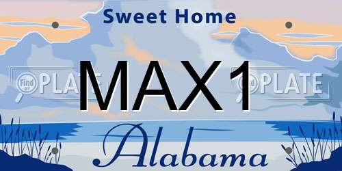 MAX1 Alabama License Plate