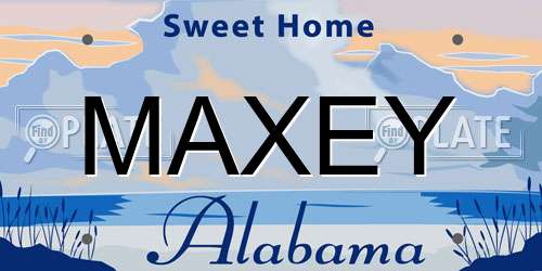 MAXEY Alabama License Plate