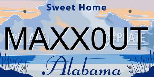 MAXX0UT Alabama License Plate