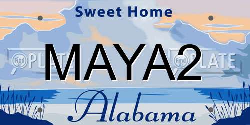 MAYA2 Alabama License Plate