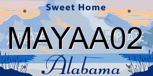 MAYAA02 Alabama License Plate