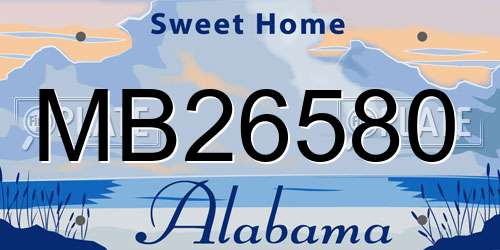 MB26580 Alabama License Plate