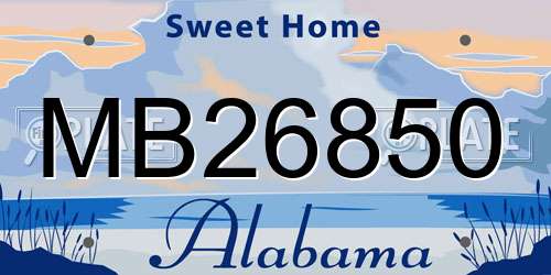 MB26850 Alabama License Plate