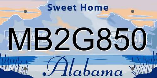 MB2G850 Alabama License Plate