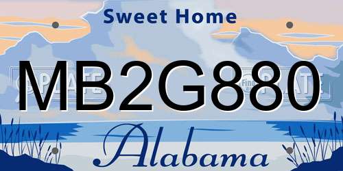 MB2G880 Alabama License Plate