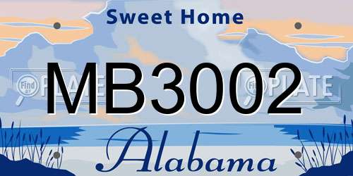 MB3002 Alabama License Plate