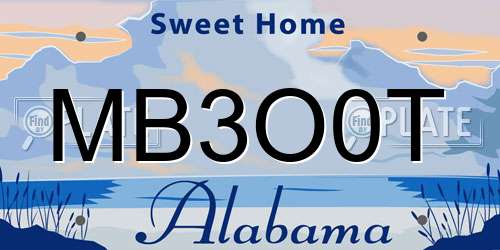 MB3O0T Alabama License Plate