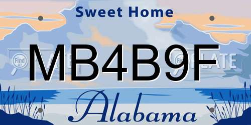MB4B9F Alabama License Plate