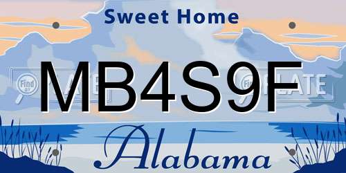 MB4S9F Alabama License Plate