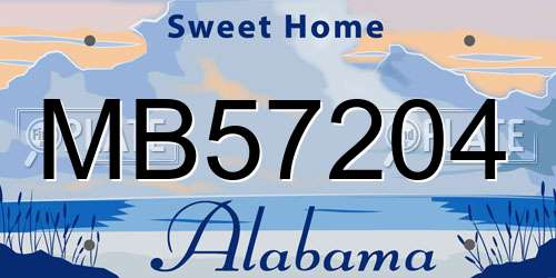 MB57204 Alabama License Plate