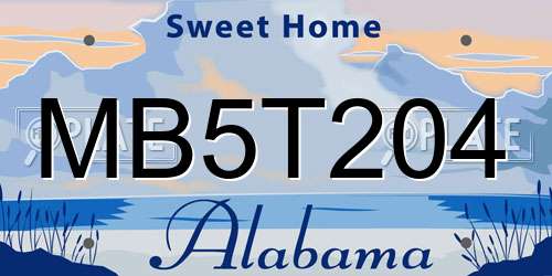 MB5T204 Alabama License Plate