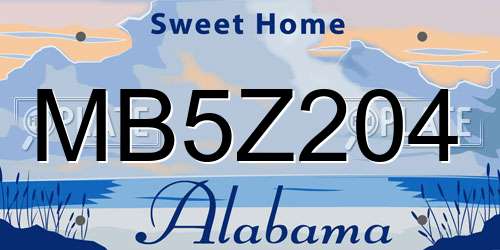 MB5Z204 Alabama License Plate