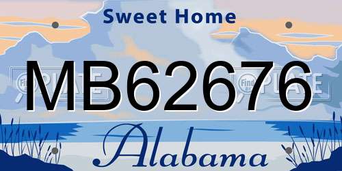 MB62676 Alabama License Plate