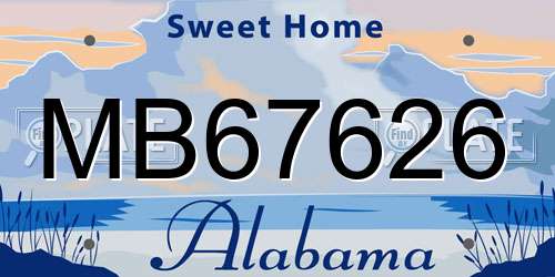MB67626 Alabama License Plate