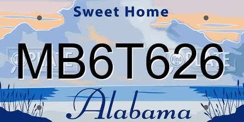 MB6T626 Alabama License Plate