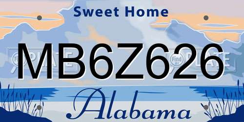 MB6Z626 Alabama License Plate