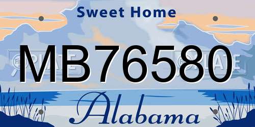 MB76580 Alabama License Plate
