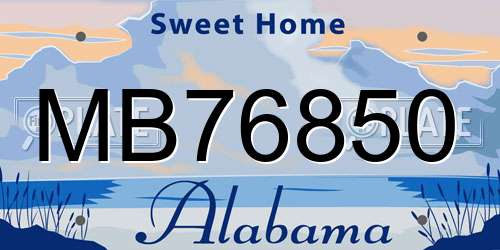 MB76850 Alabama License Plate