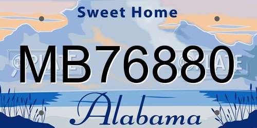 MB76880 Alabama License Plate