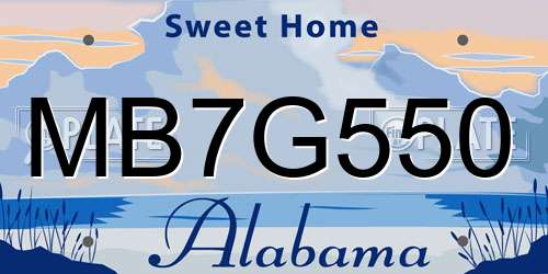 MB7G550 Alabama License Plate