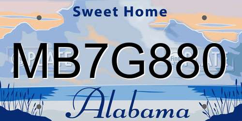 MB7G880 Alabama License Plate