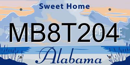 MB8T204 Alabama License Plate
