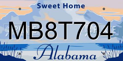 MB8T704 Alabama License Plate
