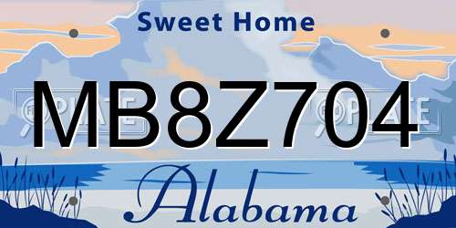 MB8Z704 Alabama License Plate