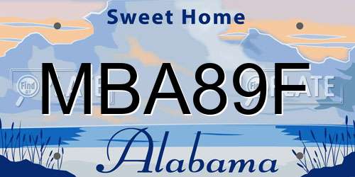 MBA89F Alabama License Plate