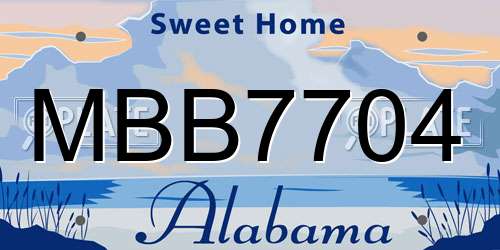 MBB7704 Alabama License Plate