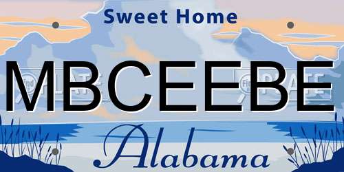 MBCEEBE Alabama License Plate