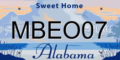 MBEO07 Alabama License Plate