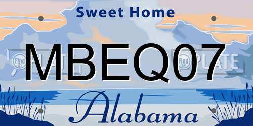 MBEQ07 Alabama License Plate