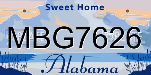 MBG7626 Alabama License Plate
