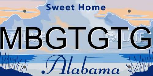 MBGTGTG Alabama License Plate