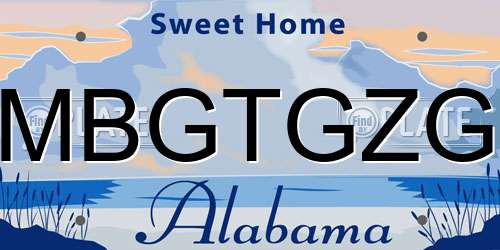 MBGTGZG Alabama License Plate