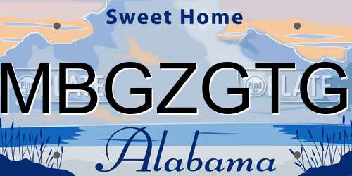 MBGZGTG Alabama License Plate