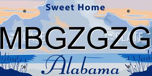 MBGZGZG Alabama License Plate