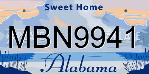 MBN9941 Alabama License Plate