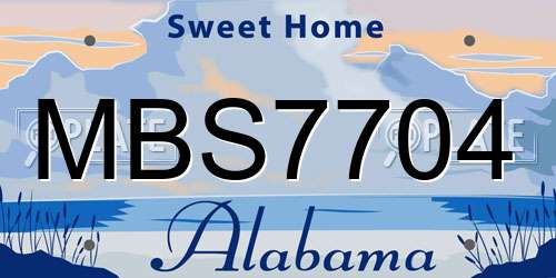 MBS7704 Alabama License Plate
