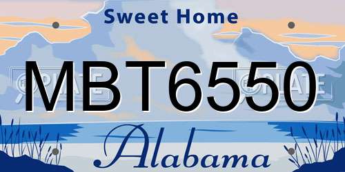 MBT6550 Alabama License Plate