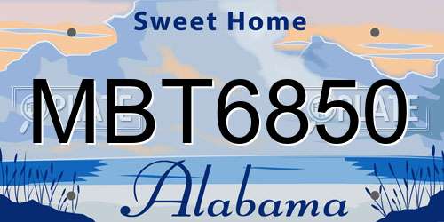 MBT6850 Alabama License Plate