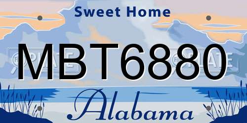 MBT6880 Alabama License Plate