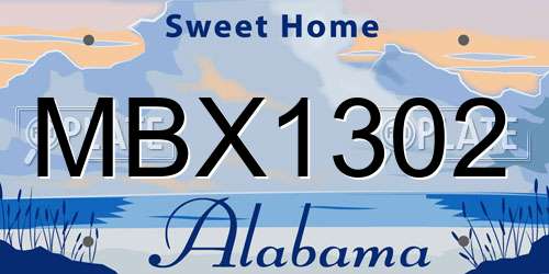 MBX1302 Alabama License Plate