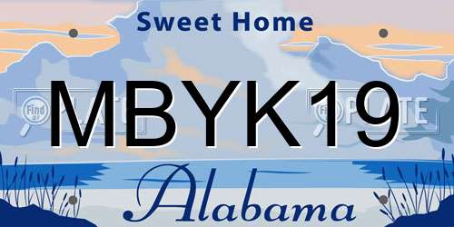 MBYK19 Alabama License Plate