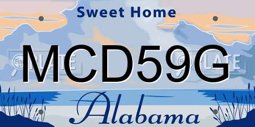 MCD59G Alabama License Plate